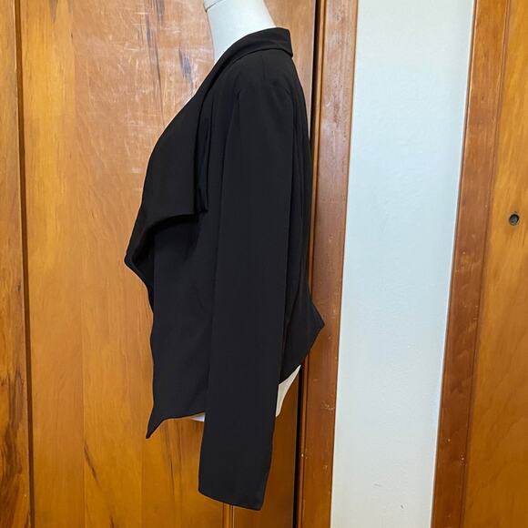 NWOT Bisou Bisou Black Open-Front Draped Blazer Lined - Goes with Everything - Picture 4 of 7